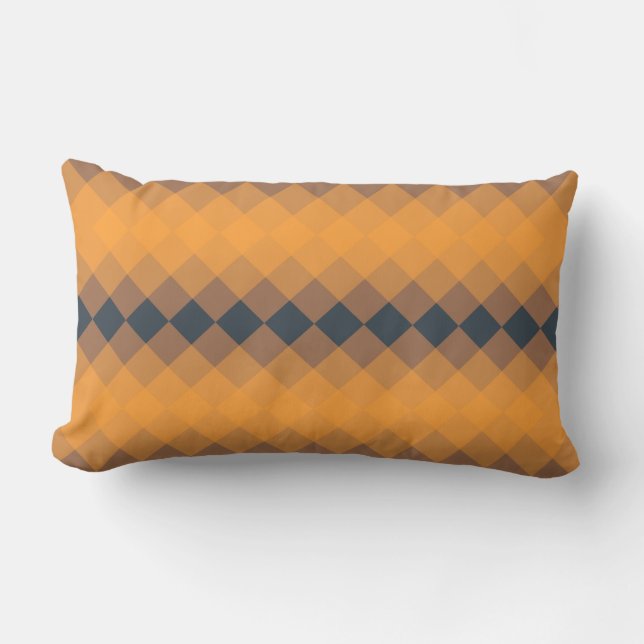Yellow, geometric, lively, abstract trendy pattern lumbar cushion (Front)