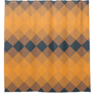 Yellow, geometric, lively, abstract trendy pattern shower curtain