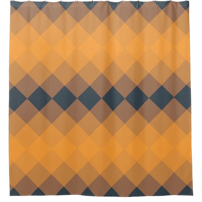 Yellow, geometric, lively, abstract trendy pattern shower curtain (Front)