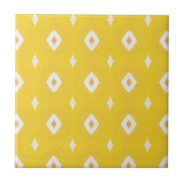 Yellow Geometric Pattern Ceramic Tile (Front)