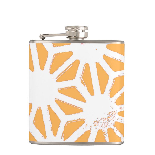 Yellow geometric pattern hip flask (Front)