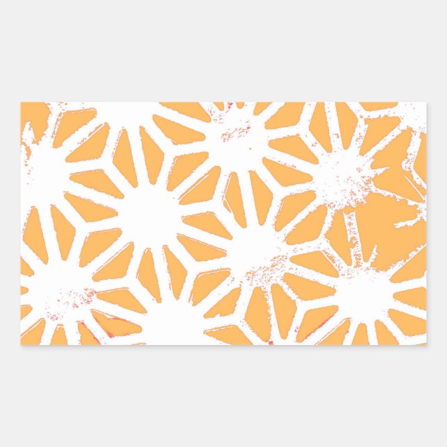Yellow geometric pattern rectangular sticker (Front)