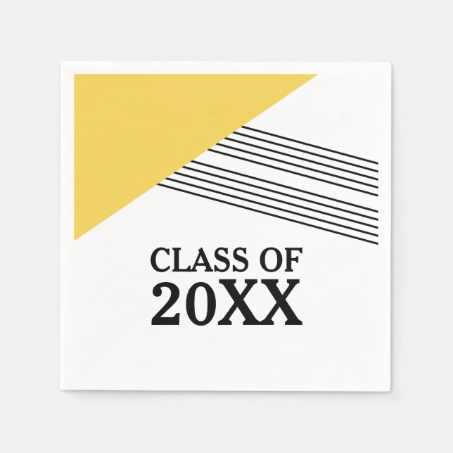 Yellow Geometric Stripe Graduation Paper Napkins (Front)