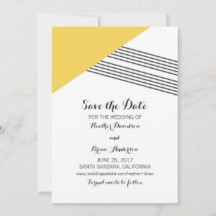 Yellow Geometric Stripe Save the Date Invite