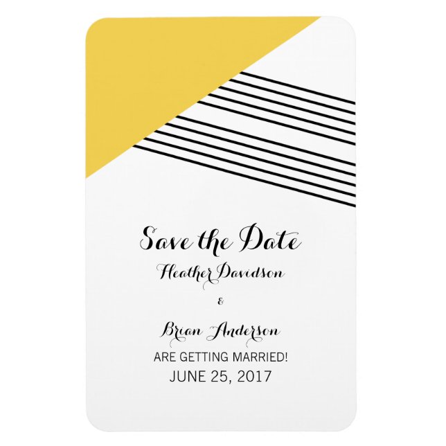 Yellow Geometric Stripe Save the Date Magnet (Vertical)