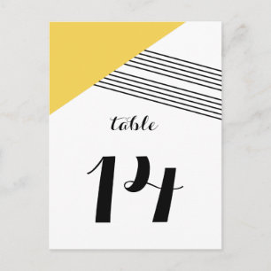 Yellow Geometric Stripe Table Postcard