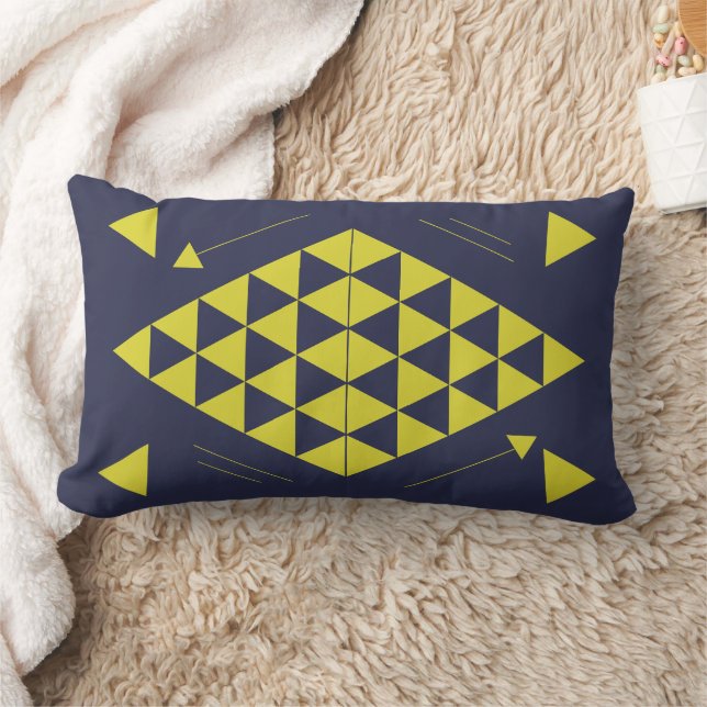 Yellow Geometric Triangles  Lumbar Cushion (Blanket)
