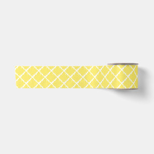 Yellow Geometrical Shape Check Pattern Satin Ribbon
