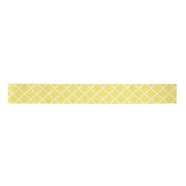 Yellow Geometrical Shape Check Pattern Satin Ribbon (Front)