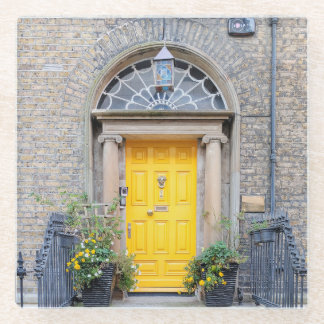 Yellow Georgian Door in Dublin Glass Coaster