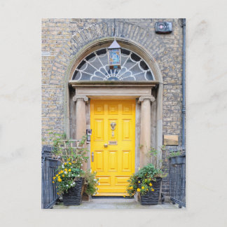 Yellow Georgian Door in Dublin Holiday Postcard