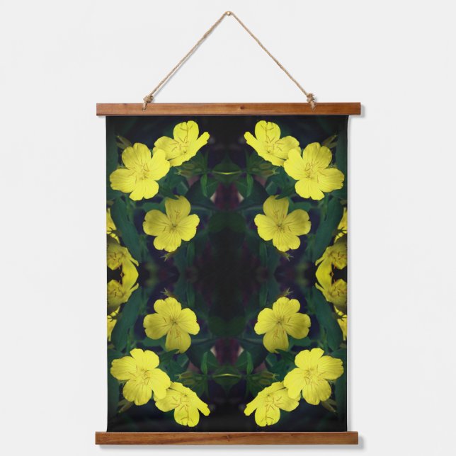 Yellow Geranium Flowers Abstract  Hanging Tapestry (Front)
