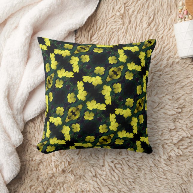 Yellow Geranium Flowers Abstract Pattern   Cushion (Blanket)