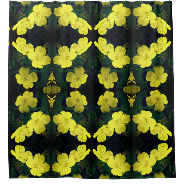 Yellow Geranium Flowers Abstract Pattern    Shower Curtain (Front)