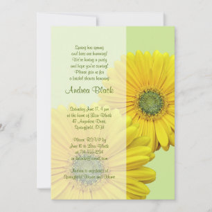 Yellow Gerber Daisy Green Bridal Shower Invitation