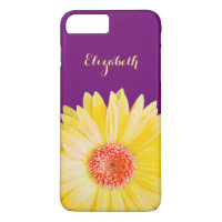 Yellow Gerber Daisy on Dark Purple Personalised