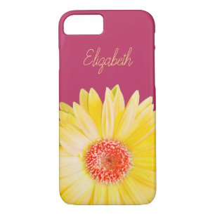 Yellow Gerber Daisy Photo on Pink iPhone 8/7 Case