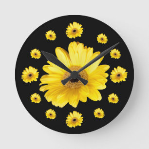 Yellow Gerber Daisy Photographs Round Clock