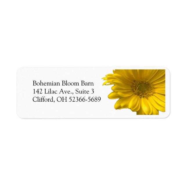 Yellow Gerbera Daisy Address Label Return Address Label (Front)