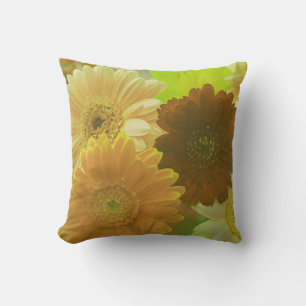 Yellow Gerbera Daisy Colourful Flower Throw Pillow