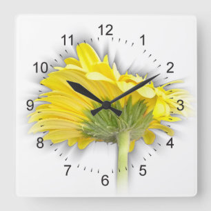 yellow gerbera daisy square wall clock