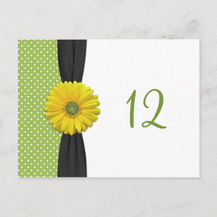 Yellow Gerbera Daisy Table Number Card