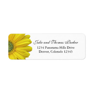 Yellow Gerbera Daisy Wedding Return Address Labels