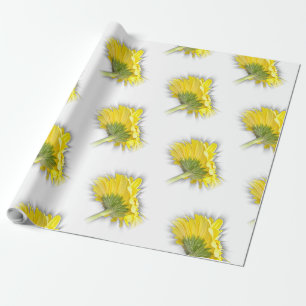 yellow gerbera daisy wrapping paper