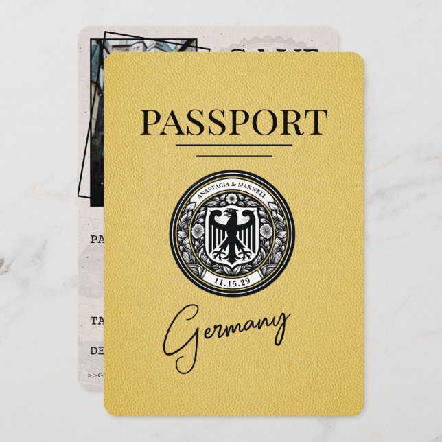 Yellow Germany Passport Save The Date (Front/Back)