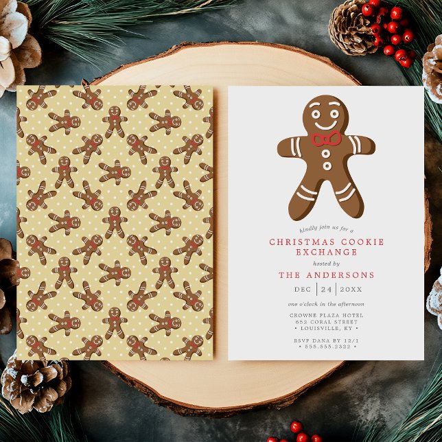 Yellow Gingerbread Man Cookie Exchange Christmas Invitation (Creator Uploaded)