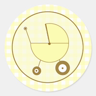 Yellow Gingham Baby Carriage Sticker