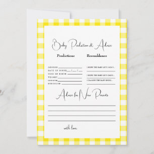 Yellow Gingham Baby Predictions  Invitation