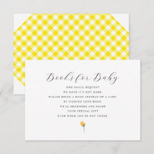 Yellow Gingham Books for Baby Shower RSVP Card
