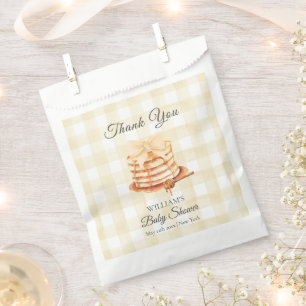 Yellow Gingham Bow Pancake Brunch Baby Shower Favour Bag