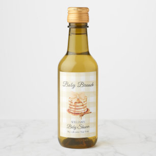 Yellow Gingham Bow Pancake Brunch Baby Shower  Wine Label