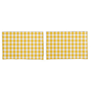 Yellow Gingham Check Pattern Pillowcase