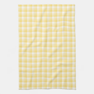Yellow Gingham Check Pattern. Tea Towel