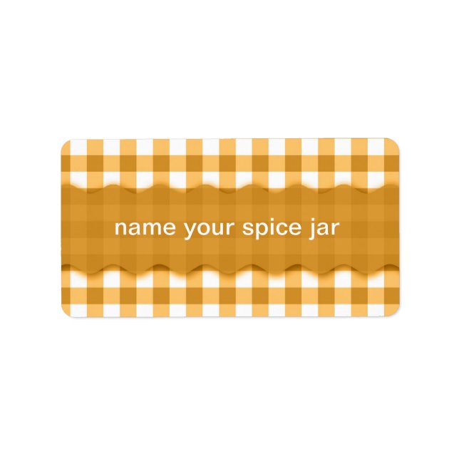 Yellow Gingham Chequered Design Kitchen Label (Front)