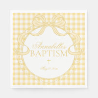 Yellow Gingham Coquette Bow Baptism Table Decor