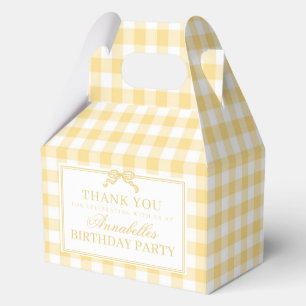 Yellow Gingham Coquette Bow Birthday Gable Favour Box