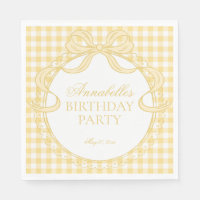 Yellow Gingham Coquette Bow Birthday Party Dessert