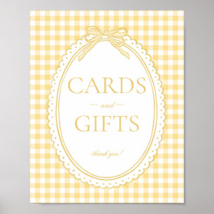 Yellow Gingham Coquette Bow Card & Gifts Sign