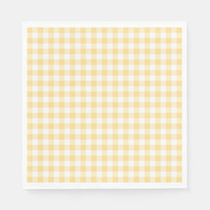 Yellow Gingham Coquette Bow Party Dessert Napkin