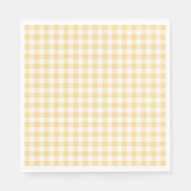 Yellow Gingham Coquette Bow Party Dessert Napkin (Front)