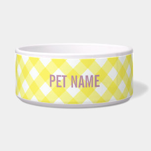 Yellow Gingham Custom Name Pet - Personalised