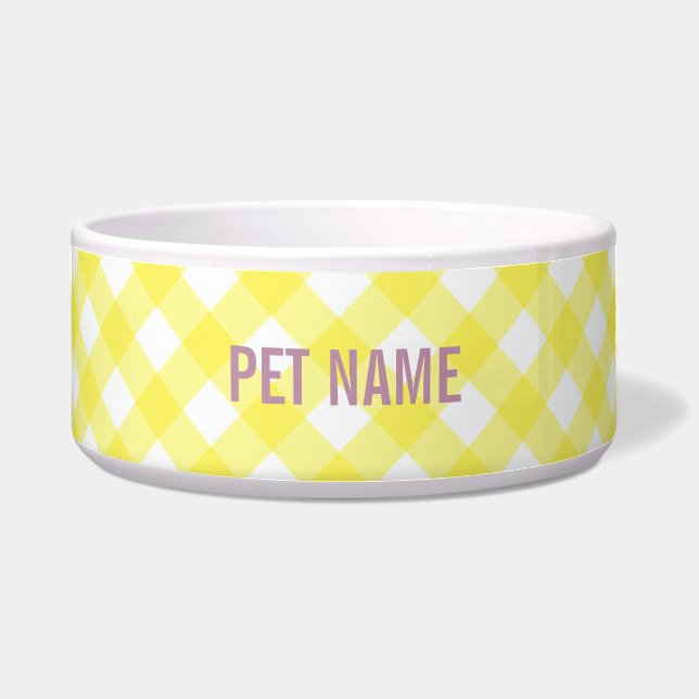 Yellow Gingham Custom Name Pet - Personalised (Front)