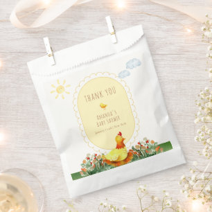 Yellow Gingham Farm Animal Chicken Baby Shower Favour Bag