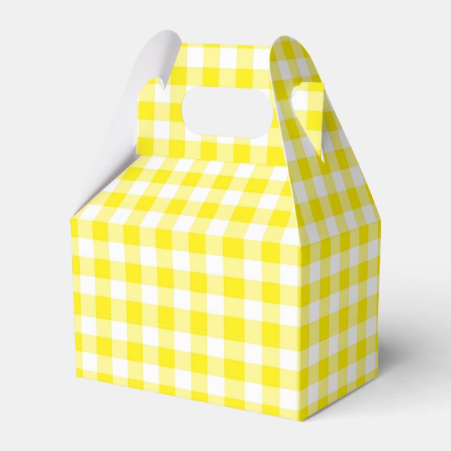 Yellow Gingham Favour Box (Front Side)