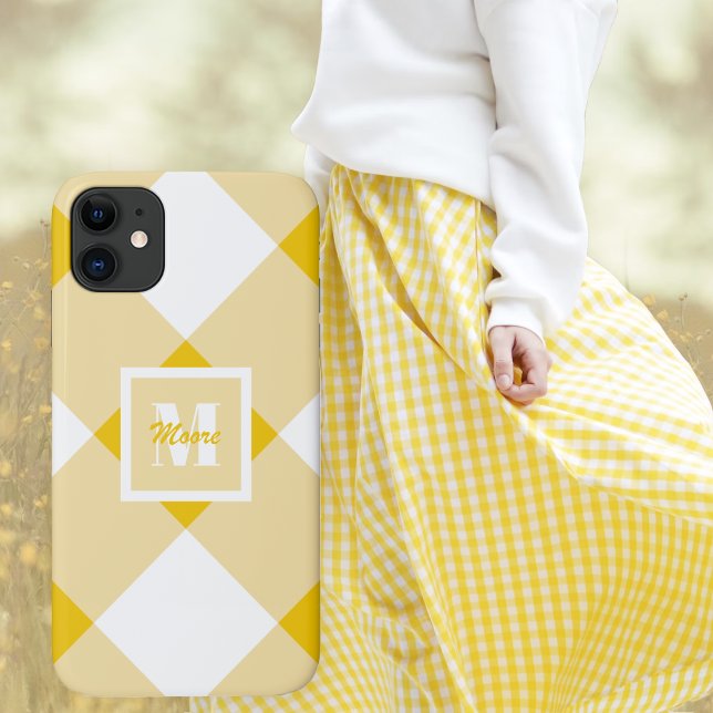 Yellow gingham for Mothers Day or Birthday Case-Mate iPhone Case (Creator Uploaded)