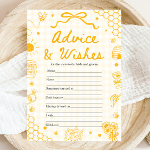 Yellow Gingham Honey Bee Advice and Wishes Game Invitation